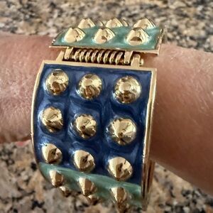 Chunky studded enamel hinged bangle bracelet